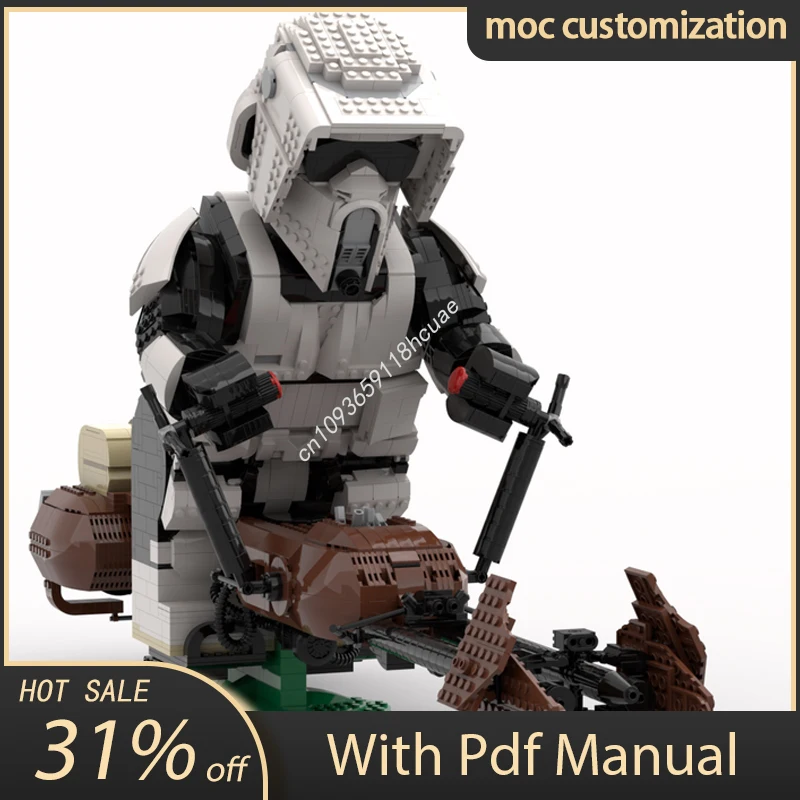 

Moc Star Battle Scout Trooper Mega Рисунок Модель Speederbike Строительные блоки Кирпичи Diy Креативная сборка игрушек Детский подарок на праздник