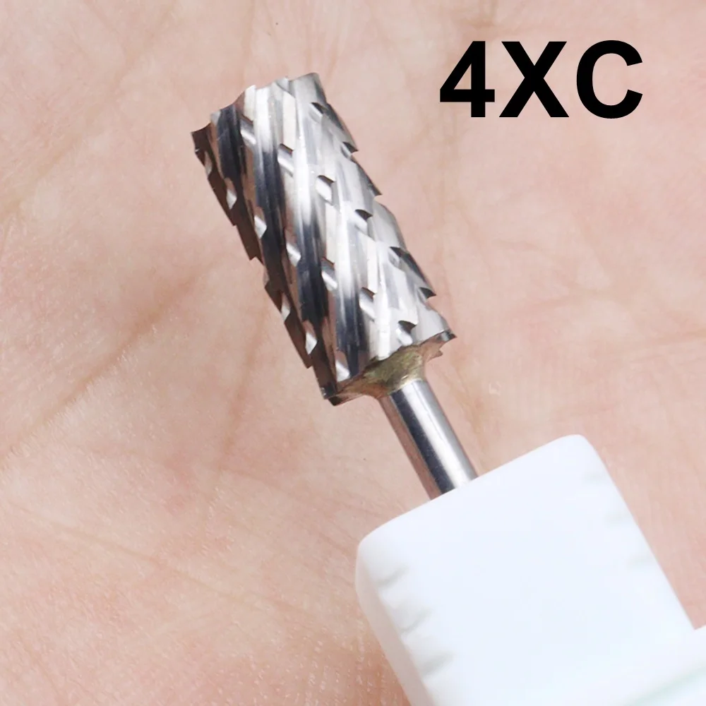 1Pcs 4XC 5In1 Two-way Tungsten Carbide Nail Drill Bit Barrel Cuticle Burr Bits For Manicure Electric Drill Accessories Gel