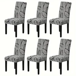 1/2/6Pcs Dining Chair Cover Print Elastic Chair Slipcover Case Stretch Chair Covers for Wedding Hotel Banquet