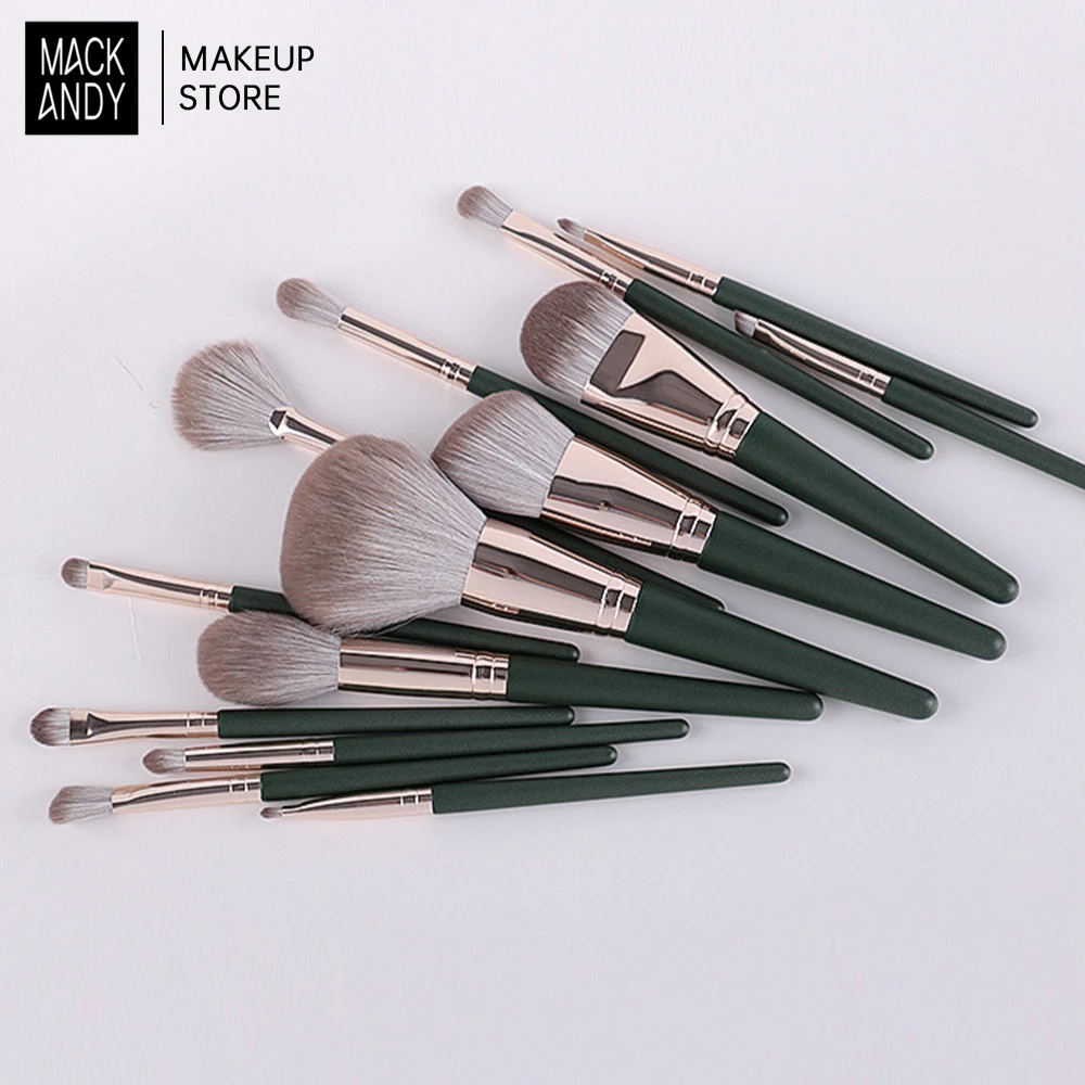 MACKANDY 14Pcs Blending Beauty Soft Fluffy Makeup Tools Cosmetic Powder Eye Shadow Foundation Blush Makeup Brushes With Bag