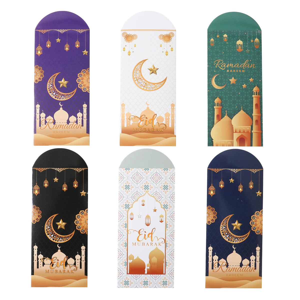 12PC Eid Mubarak Money 봉투 선물 카드 소지자 라마단 무바라크 장식 2025 이슬람 무슬림 Eid Al-fitr 초대 용품