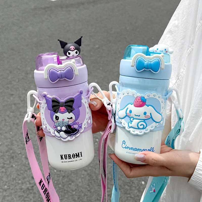 Sanrio – thermos mignon de 520ML, couvercle double couche, bouteille d'eau isolée portable de haute qualité avec poignée pour usage extérieur, 1 pièce