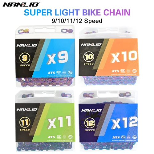 Imagen 2 del producto Nanlio cadena de bicicleta 116L X9 X10 X11 X12 9/10/11/12 velocidades bicicleta de montaña juego de bielas 8 9 10 11 12s desviador hueco 126L caja