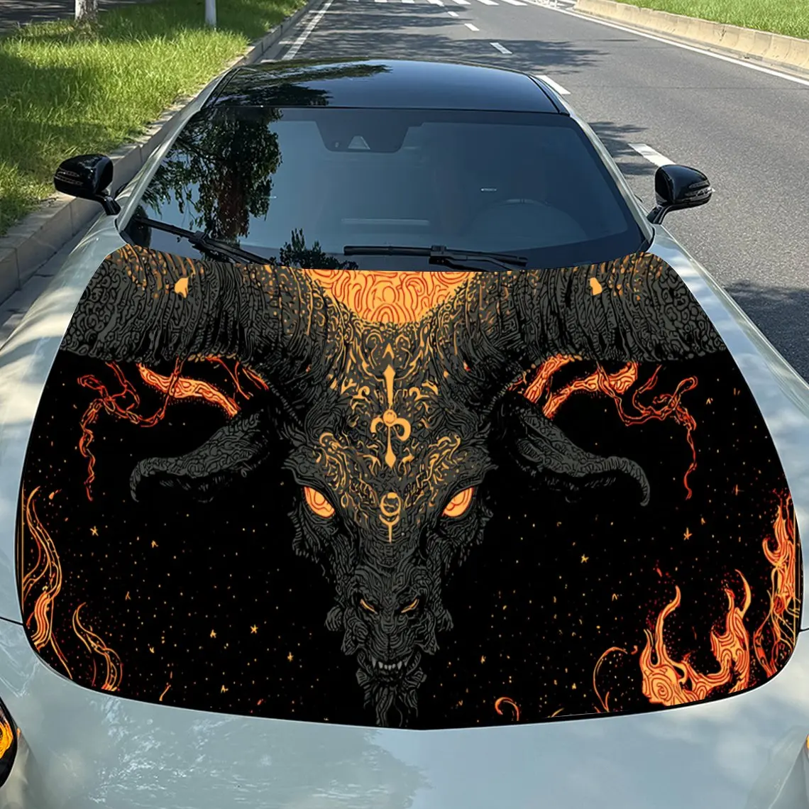 

Fierce Dark - Hued Animal Car Hood Stickers - Self-Adhesive, Waterproof and Durable Vinyl Wrap, Decorate And Protect Your Car,