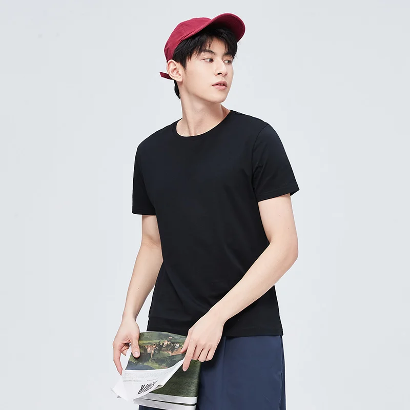 الصيف القطن تي شيرت الرجال 2025 بسيط س الرقبة تمتد الصلبة بلوزات جديدة الملابس عادية التي شيرت رجل الشارع الشهير كول تي شيرت #3