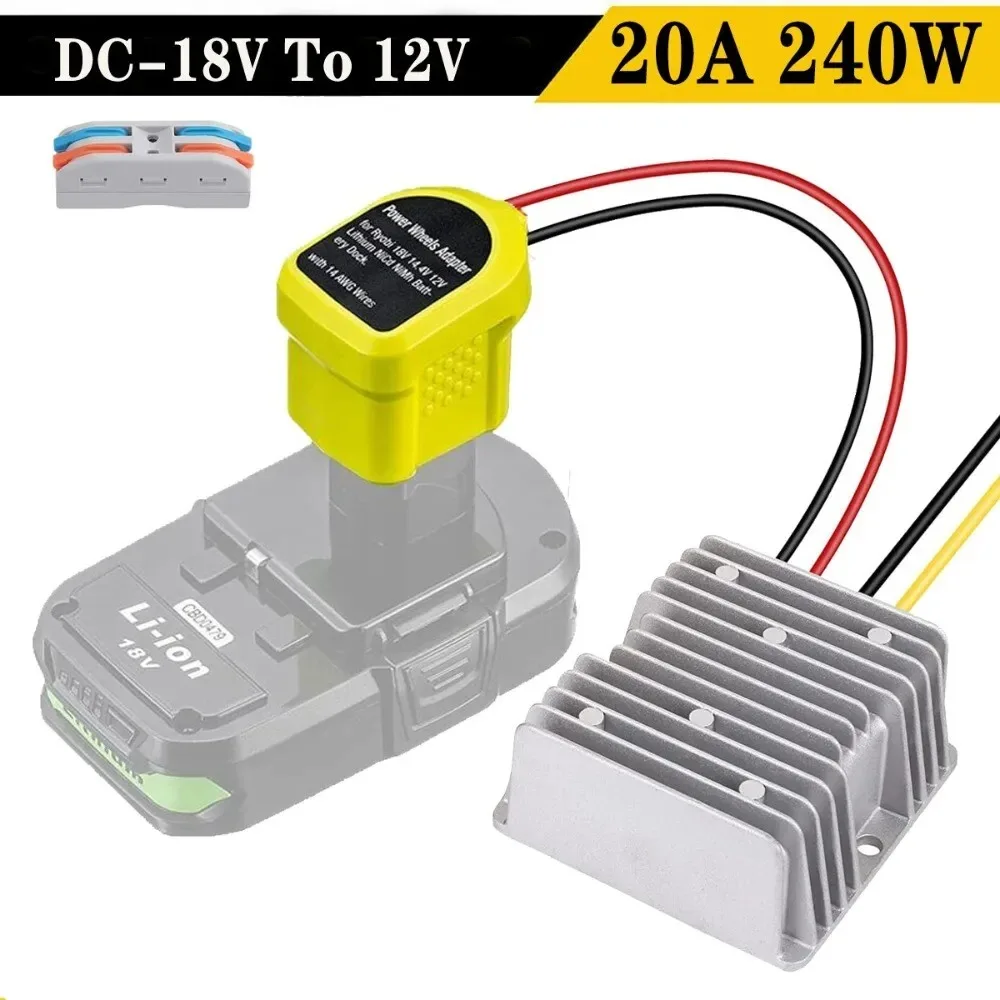 Converter Adapter For RYOBI DC 18V to DC 12V 20A 240W Step Down DIY Adapter Automatic Buck Boost  Voltage Regulator