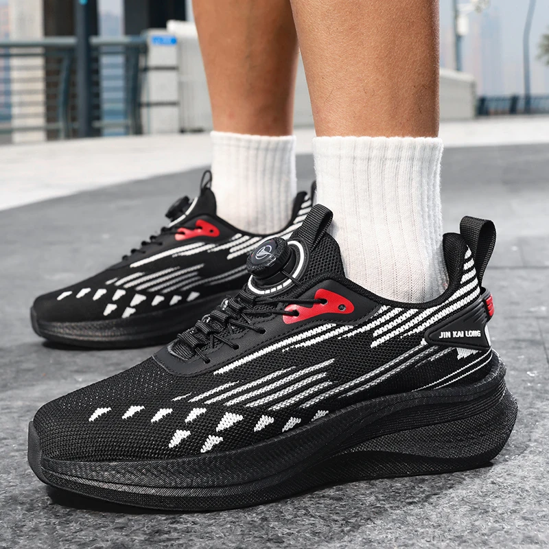 

2025 Новые сверхлегкие мужские кроссовки из карбоновой пластины с вращающейся пряжкой, амортизирующая мягкая подошва, повседневная спортивная обувь