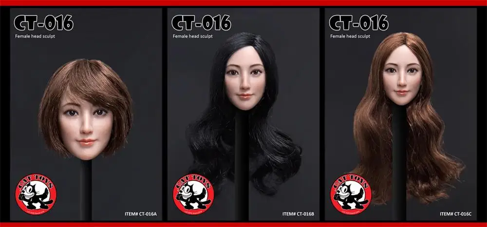 

1/6 CAT TOYS CT016 Asia Female Girl Яркая голова Лепка Резьба с длинными волосами 3 цвета для 12 дюймов TBL PH Фигурка Коллекционная