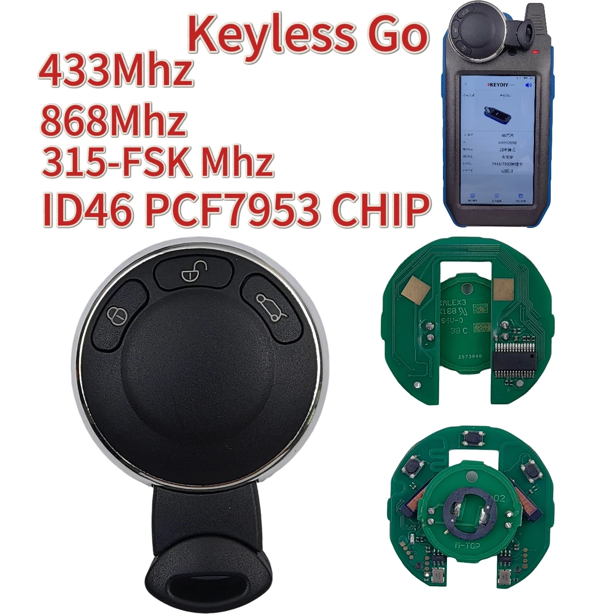 For BMW MINI Cooper R56 R57 R60 R61Cabrio Clubman Countryman ID46 Chip 315/433/868MHz Keyless Go Car Remote Key VDO 5WK49331