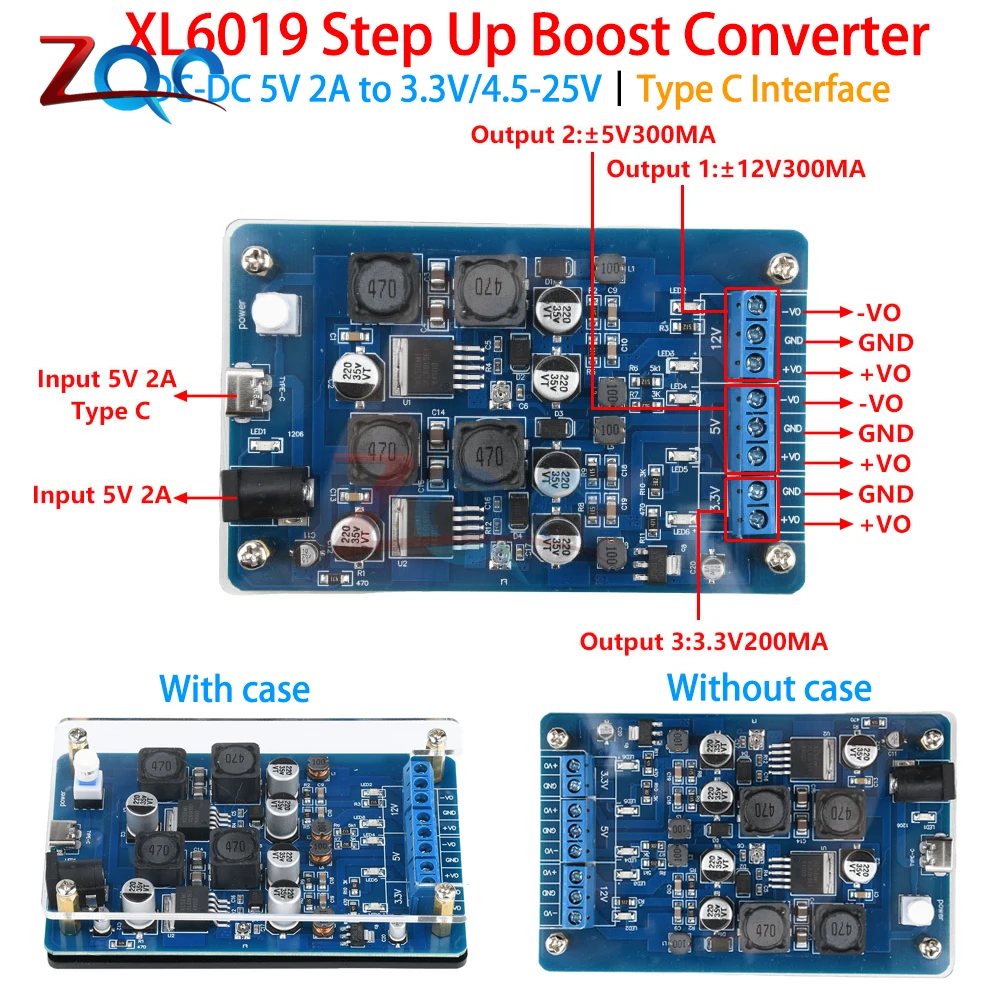 

XL6019 Adjustable Boost Buck Module Step Down Buck Converter PowerModule Module Drive Board DC-DC 5V 2A to 3.3V/4.5-25V