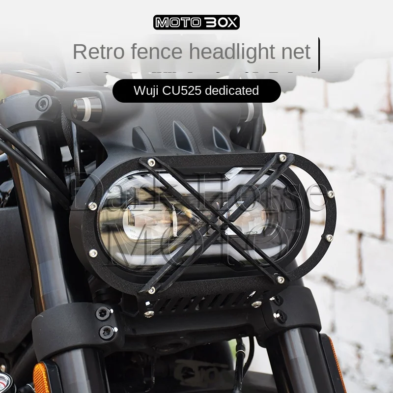 FOR Loncin VOGE CU525 CU-525 Headlight Shade Retro Fence Headlight Mesh Stainless Steel Protective Cover Decorative Cover