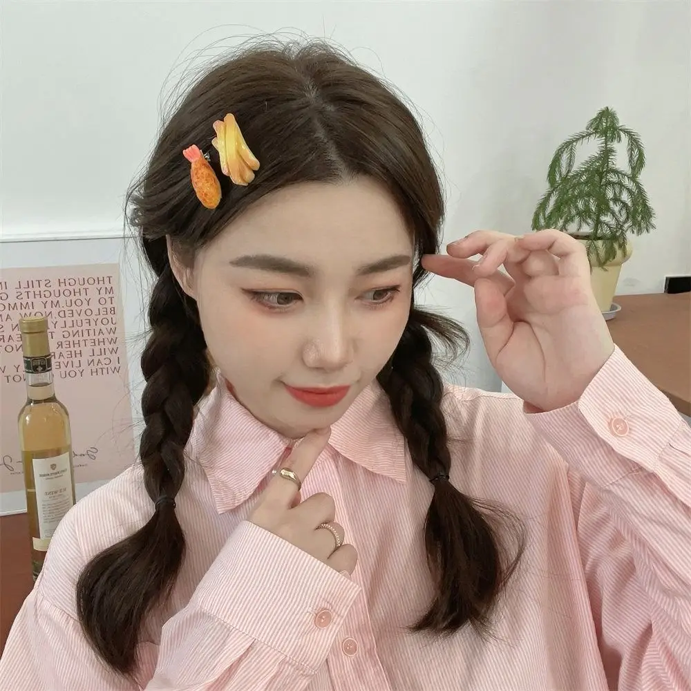 Simulado Food Clip De Cabelo, Geometria Kawaii, Fake Food Hairpin, Frango Fried Bangs, Duckbill Clip