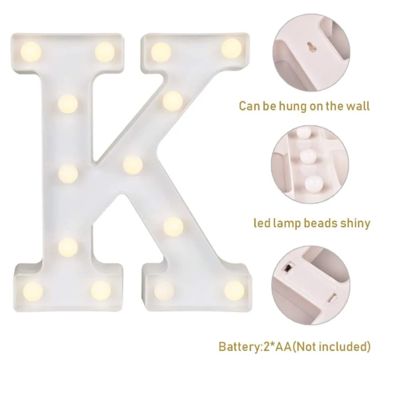 Decorative Alphabet  Number Letter LED Lights Luminous Number Lamp Decoration Battery Night Light Party  Bedroom Decoration