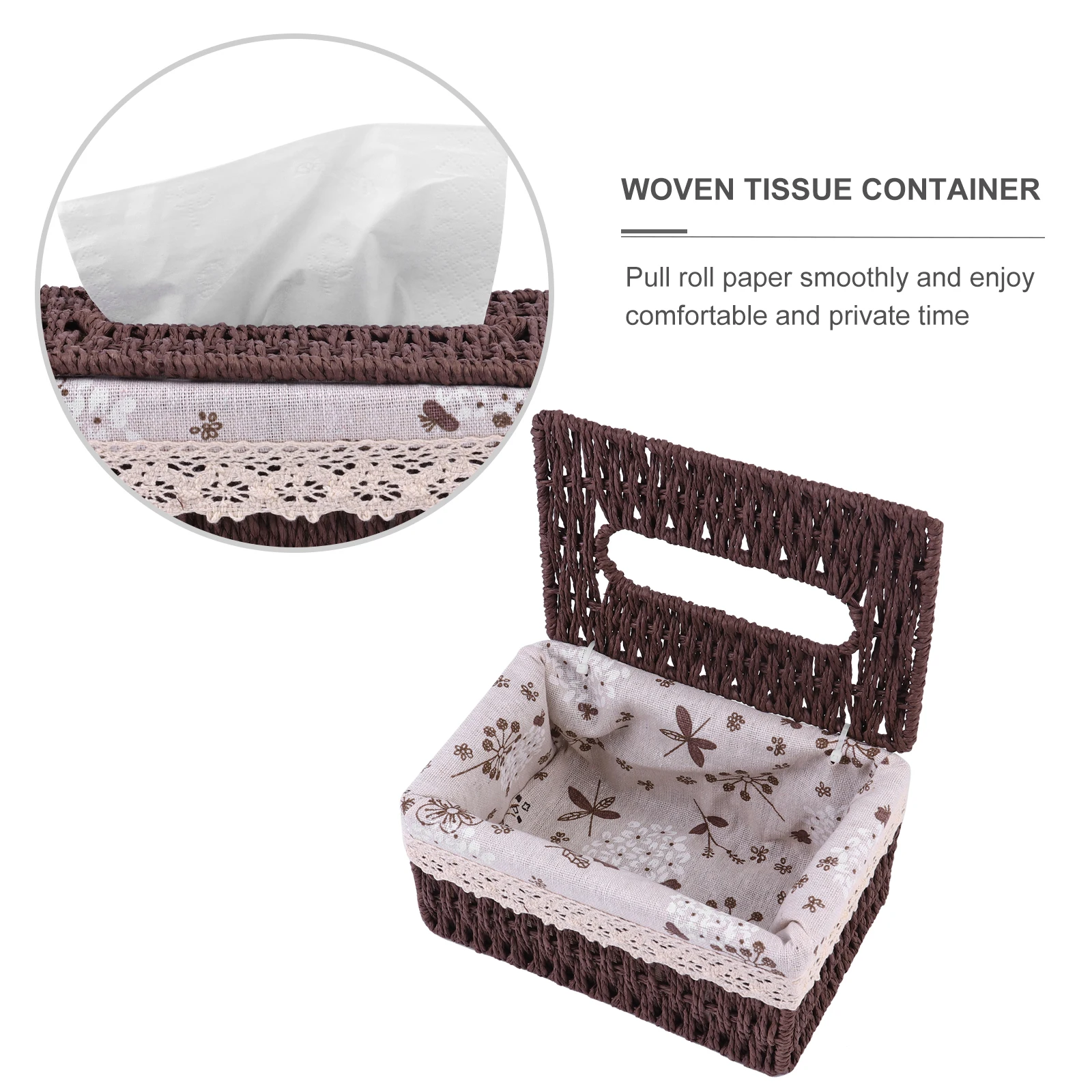 

Straw Tissue Box Woven Desktop Storage Boxes Fabric Covers Paper Napkin Baby