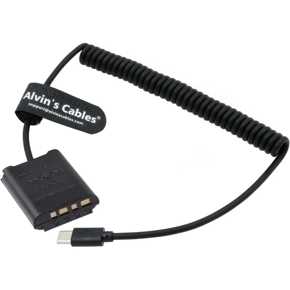Alvin's Cables NP-BX1 Dummy Battery to PD USB-C Coiled Power Cable for Sony Cybershot ZV-1, DSC-RX1, RX1R, RX100 II III Cameras