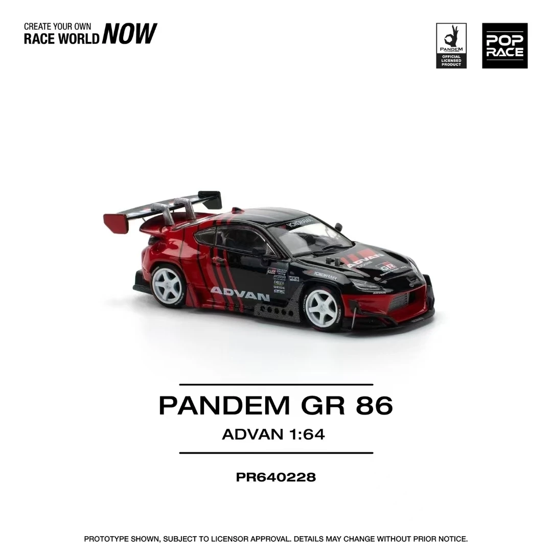 Pré-venda pop race 1:64 pandem gr86 zn8 2022 foguete coelho advan diecast diorama modelo de carro brinquedo