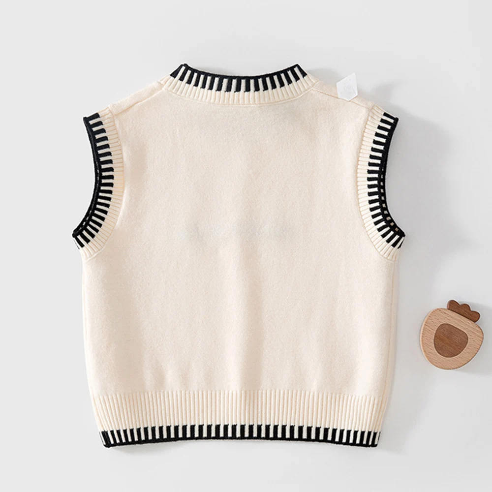 Infant Knit Vest Letter Pattern Soft Spring Autumn Baby Boutique Clothing Unisex Baby Outerwear Waistcoat For Boys And Girls