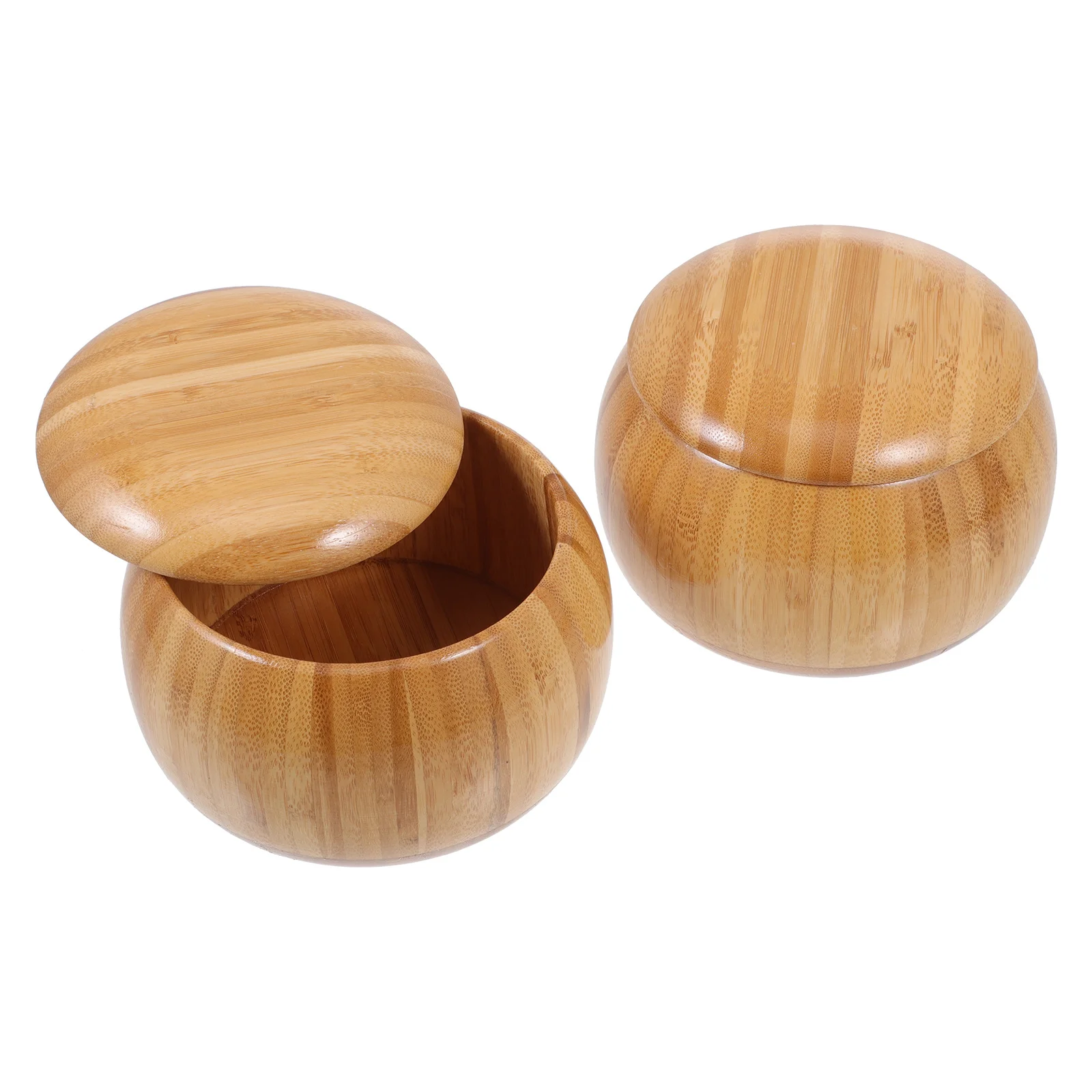 1 Pair Bamboo Craft Chess Boxes Compact Chess Pieces Storage Pots For Go Game Lidded Holder Container Small Rounded Jars Board