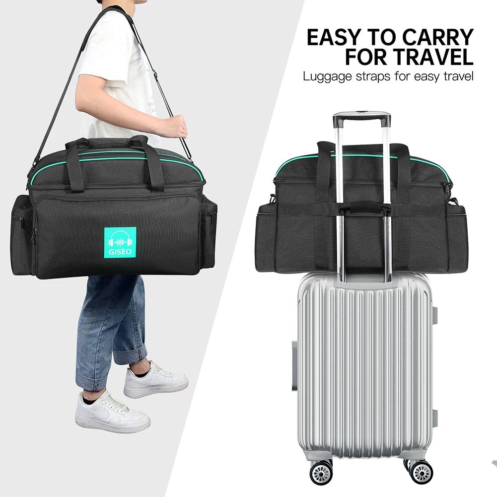 DJ Cable File Bag Large Capacity DJ Gig Bag with 4 Detachable Dividers DJ Equipment Gig Bag for Sound Equipment DJ Gear Musician