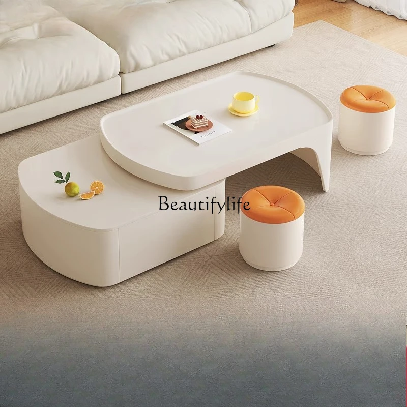 

Cream wind tea table multi-functional retractable modern simple premium tea table