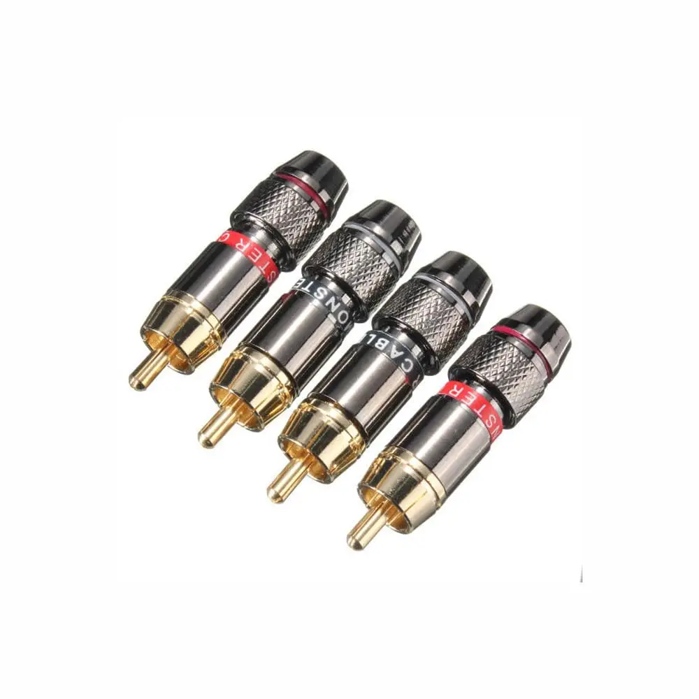 1 Pairs Gold Plating RCA Terminals Connector RCA Male Plug for Speaker Cable Amplifier