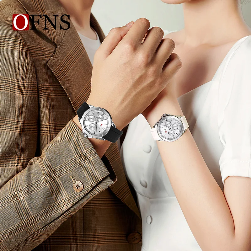 OFNS2025 New Quartz Watch for Weekends, 24H Three Eye Six Needle Waterproof Night Light Business Men's and Women's Watches