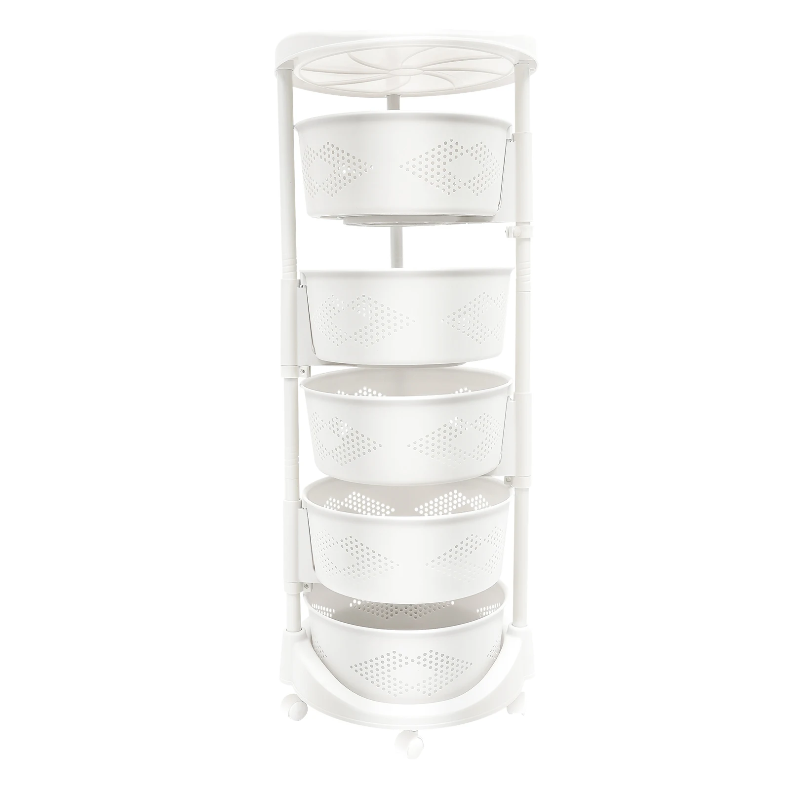 5-layer rotating storage rack, multi-layer kitchen storage rack, rotating vegetable storage rack-white