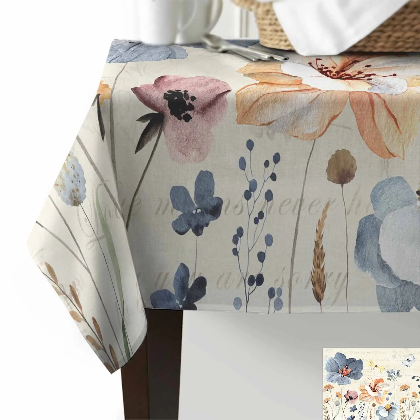 Summer Flowers And Plants Anti-scalding Thickened Waterproof Tablecloth Rectangular Round Table Cover Kitchen Furnishings