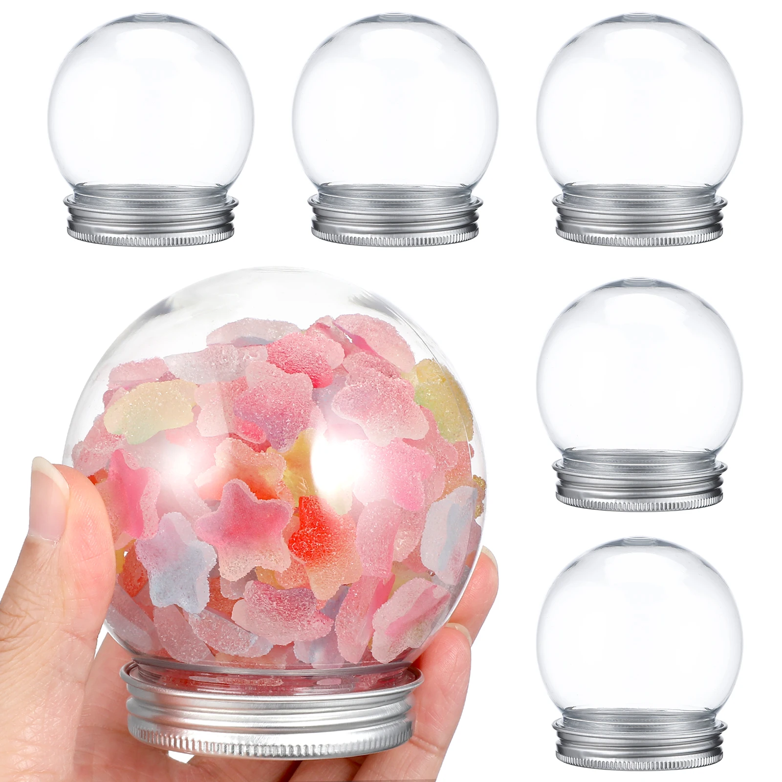 

10Pcs Clear Plastic Snow Globes Empty DIY Water Globe Kit Candy Treat Boxes Small Jewelry Gift Storage