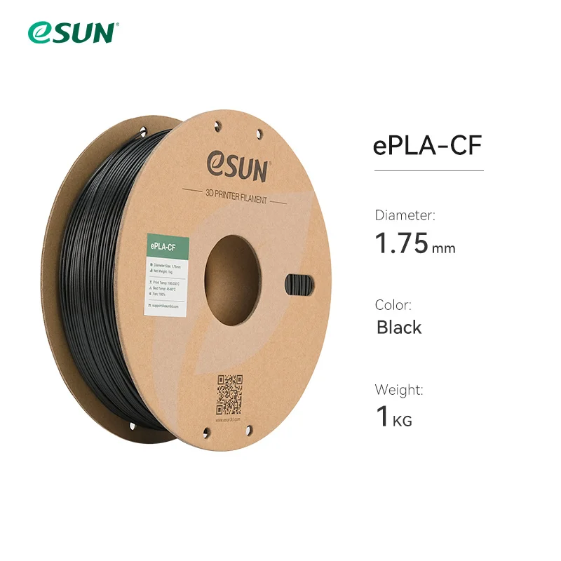 Esun Carbon Fiber PLA 3D tiskárna vlákno 1 kg 1,75 mm rychlý tisk PLA-CF vysoce pevné vlákno vlákna pro laboratoř Bambu