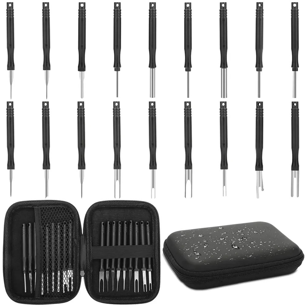 

18Pcs Car Terminal Removal Kit Repair Inspection Tools Auto Cable Plug Remove Pin Puller Electrical Wire Crimp Disassembly Tools