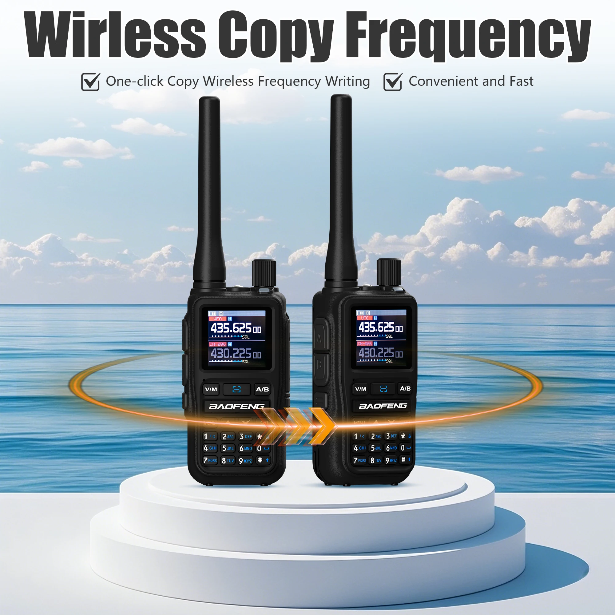 Baofeng UV-5R جهاز اتصال لاسلكي صغير أسود اللون بلوتوث برمجة متعدد الموجات نسخة سريعة تردد مزدوج PTT Type-C 999 قنوات