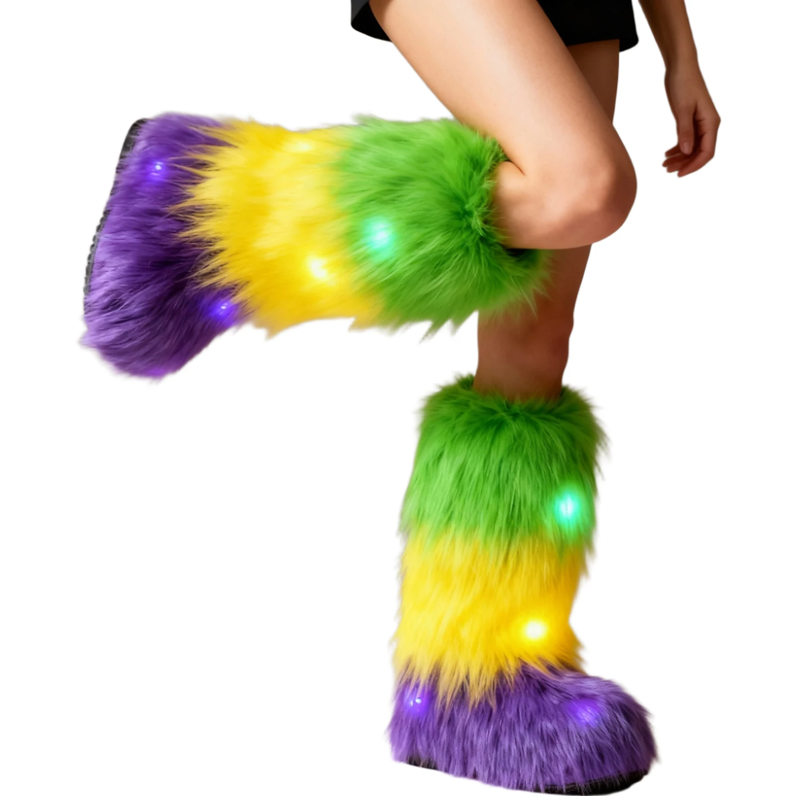 Women Girl Furry Boot Covers Oversleeves Winter Harajuku Punk Plush Leg Warmers Halloween Brazilian Carnival Costume Accessories