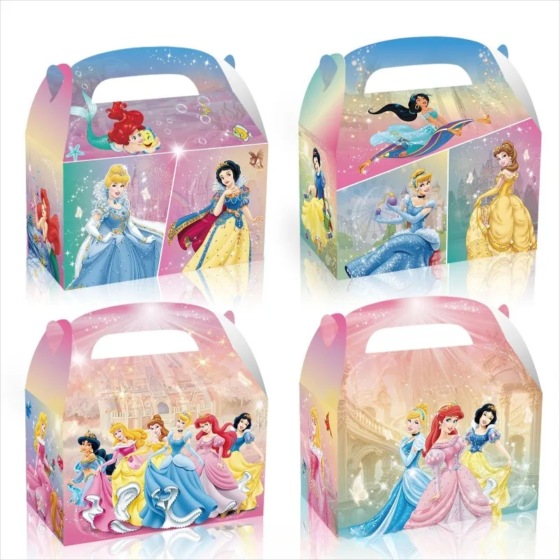 

Disney Princess Party Candy Gift Box Snow White Halloween Cute Cartoon Birthday Party Portable Handheld Paper Box Bag Kids Gifts