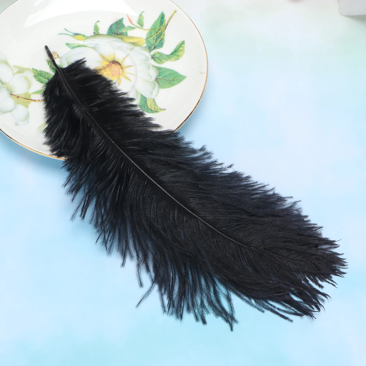 

6pcs Ostrich Decorative Natural Wedding Home Decoration Diy Accessory Craft Mask Floral Arrangement Black Temperature