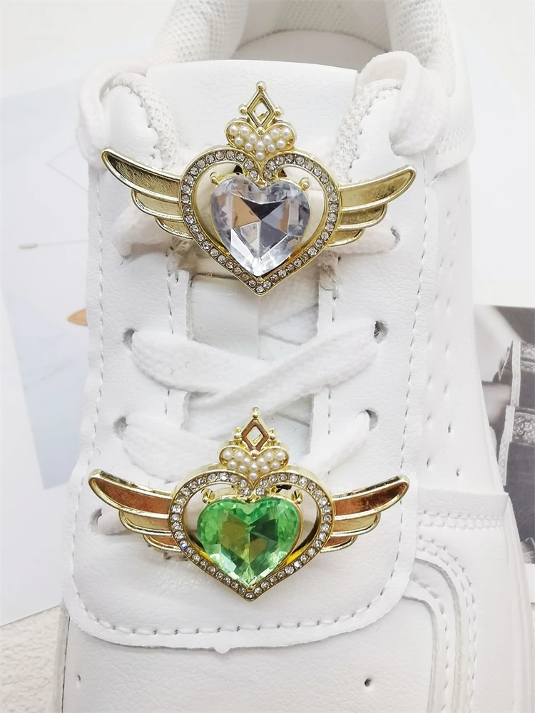 1PC strass di lusso amorevole cuore lacci delle scarpe Charms personalità gioielli scarpa fibbia in pizzo decorazioni clip per scarpe accessori fai da te