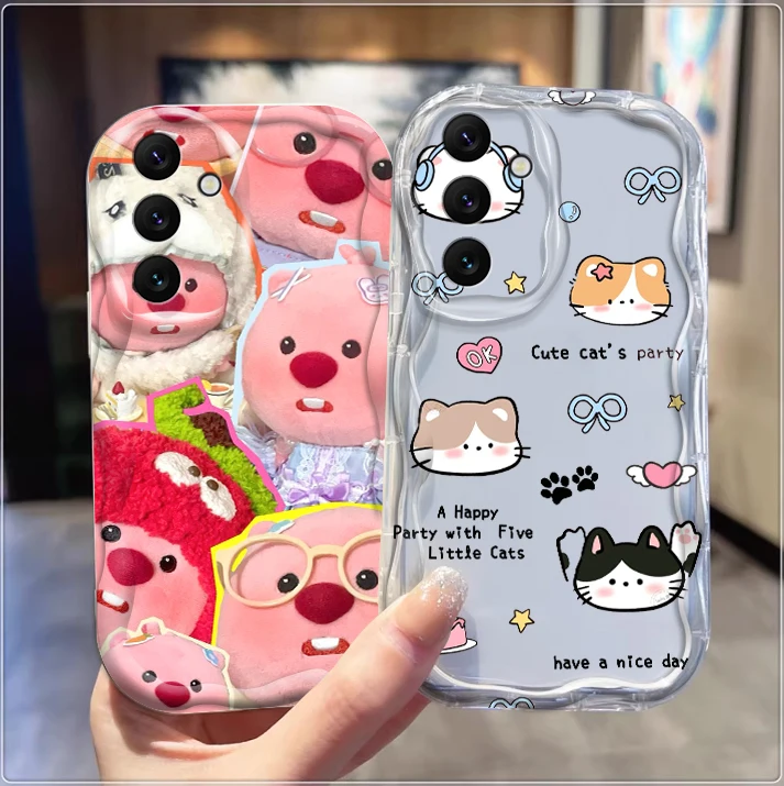 Cute Pink Cartoon L-Loopy Cat For Samsung A55 A54 A53 A52 A35 A34 A33 A32 A25 A24 A23 A22 A21S A15 A13 A14 5G Wave Oil Funda