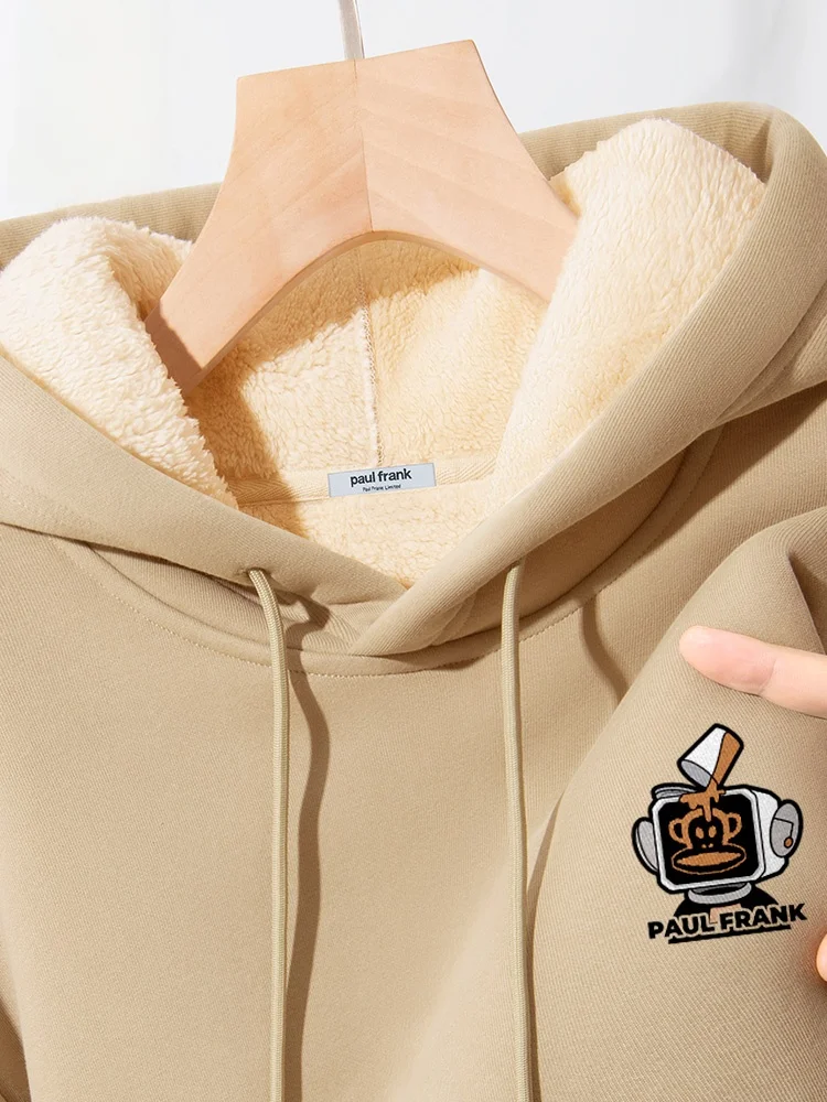 

Men's Fce Lined Hoodie Thiened Autumn Winter Faion American Sle Long Sve Crew Ne Sweatirt