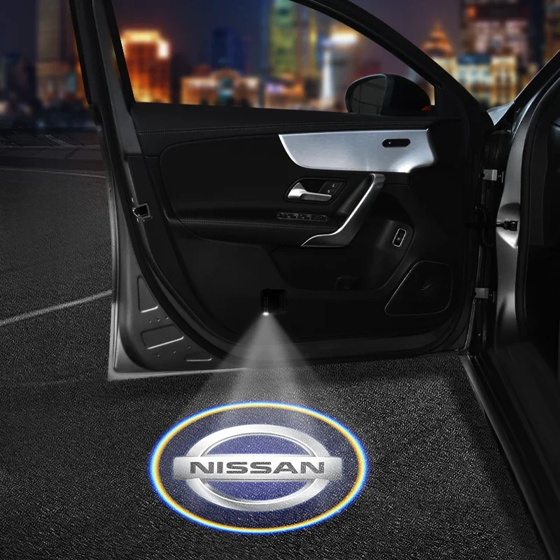 Image of 1/2 Stück Auto-Tür-Willkommenslicht LED HD-Projektorlampe Einstiegsbeleuchtung für Nissan Almera Qashqai X-Trail Altima Note Tiida Patrol