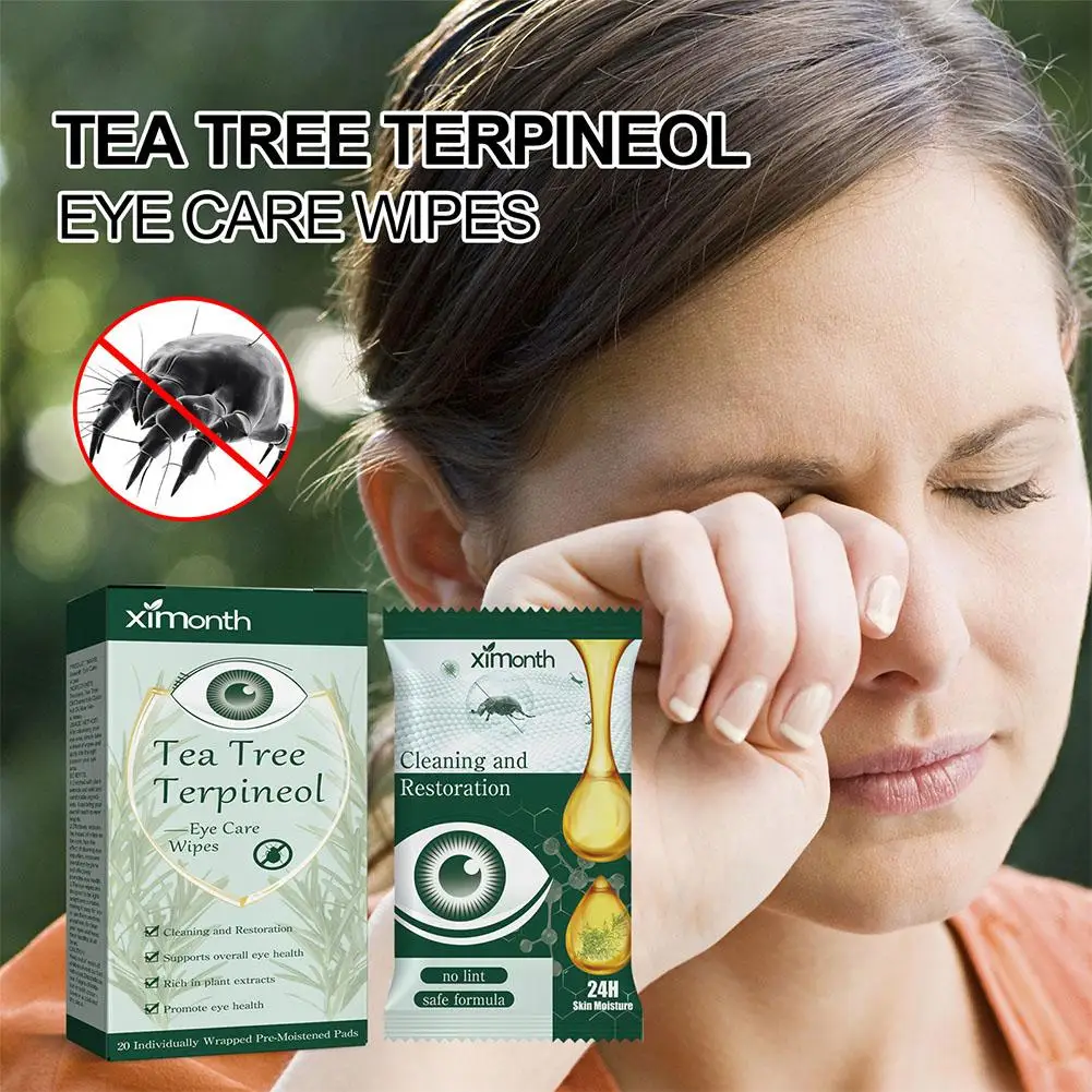 20Pcs Eyelid Cleansing Wipes Mite Removal Wet Wipes Natural Eyelash Makeup Remover For Blepharitis Itchy Stye Eyes