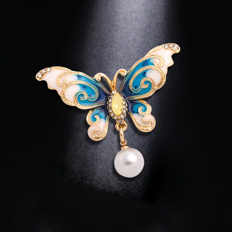 Broche papillon perlée incrustée de diamants, haut de gamme, dégoulinant d'huile, broche en alliage de pierre de kirchen, porte-fleur de poitrine en cristal, vide