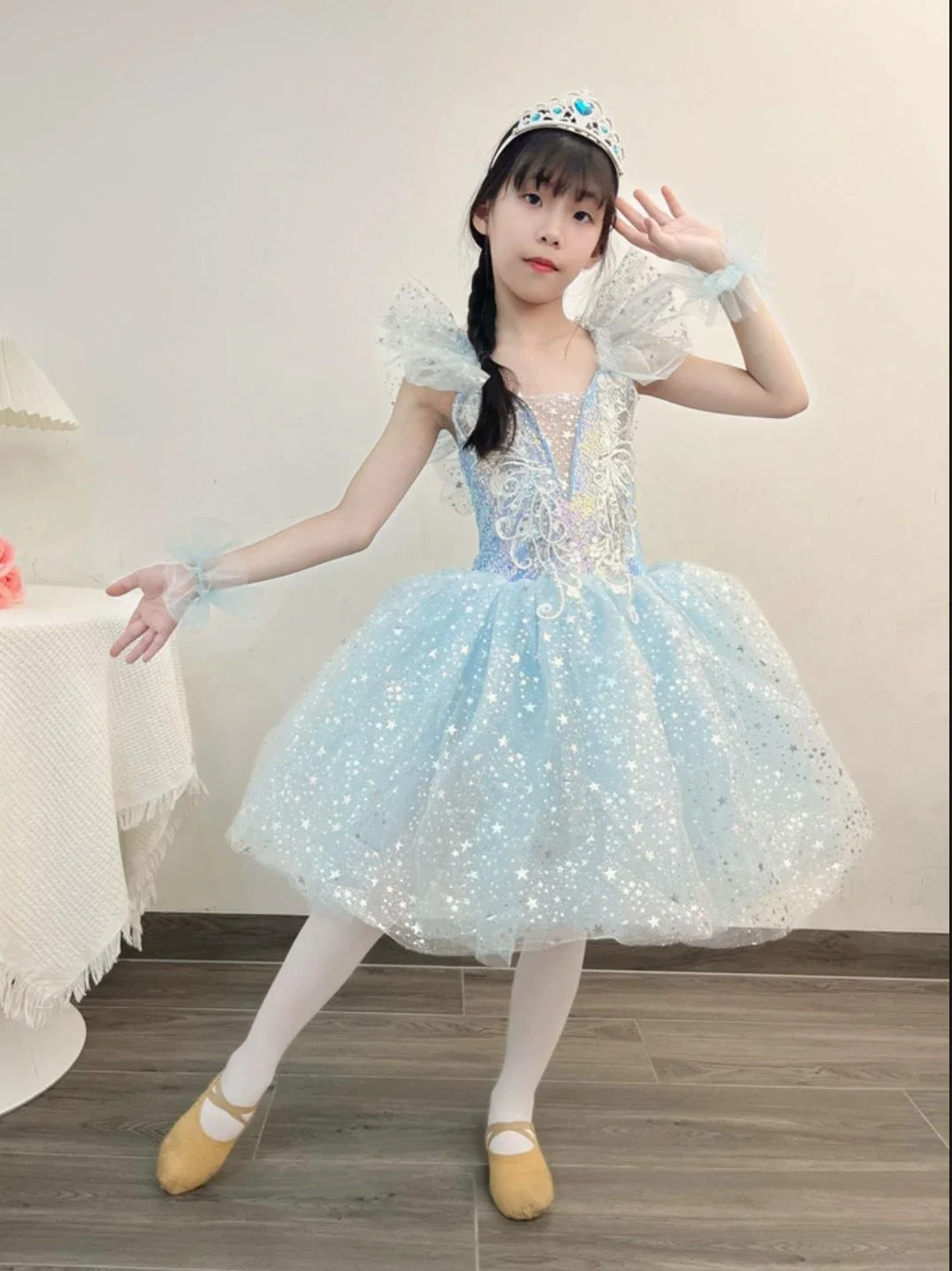 Jupes Tutu de Ballet longues romantiques pour filles, vêtements de spectacle à paillettes pour enfants, robe de princesse pour filles, robe Tutu pour pratique de danse