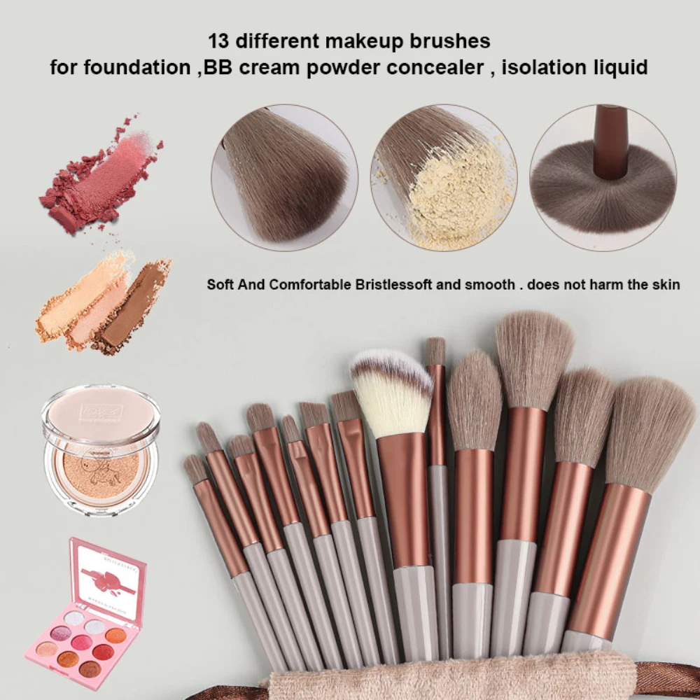 13PCS Soft Makeup Brushes Set Cosmetics Kit Foundation Blush Powder Eyeshadow Kabuki Blending Make Up Brush Women Beauty Tools