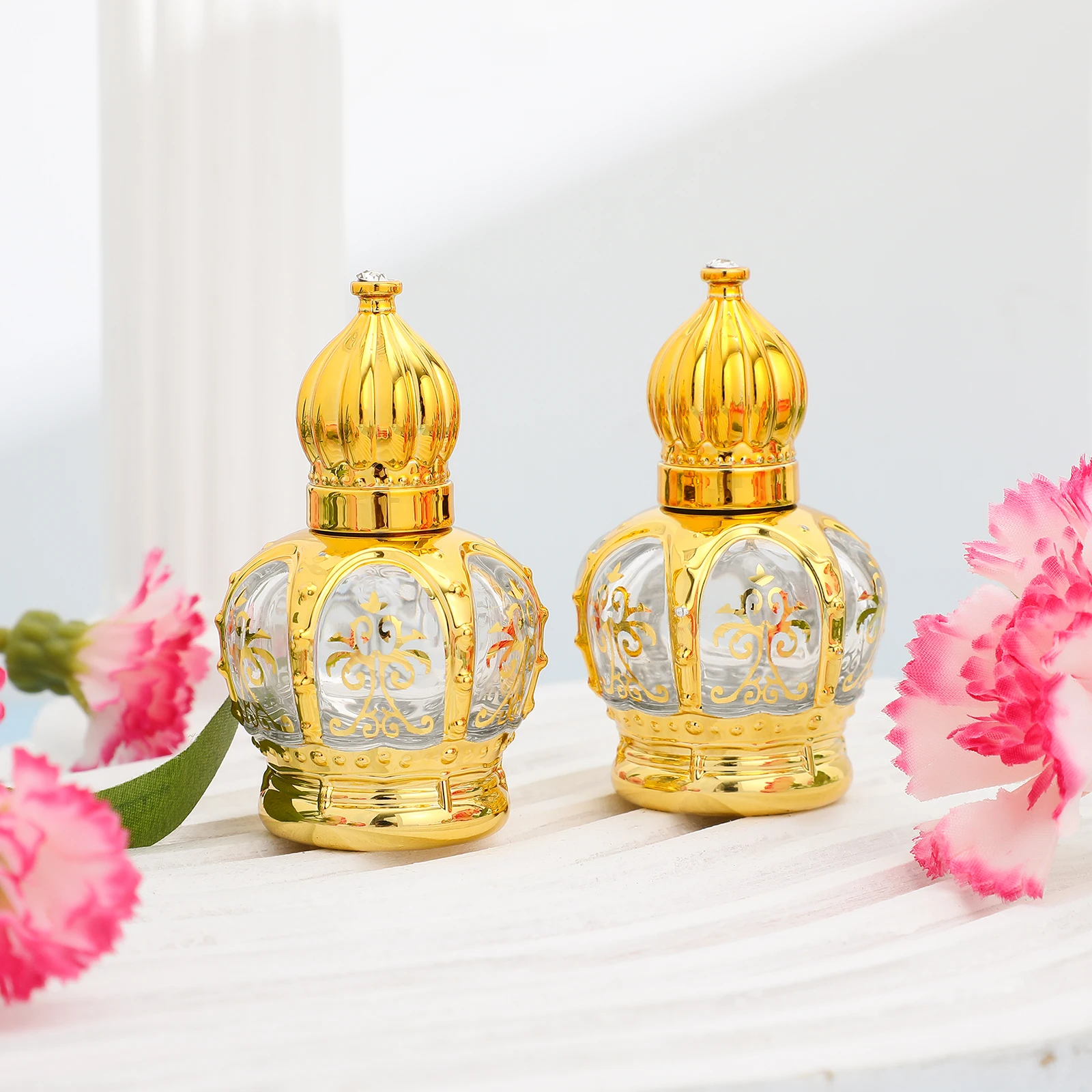 2Pcs Glass Roller Bottle 15Ml Reusable Essential Oil Bottle with Roll on Top for Perfume Sub Compact Travel Accessory