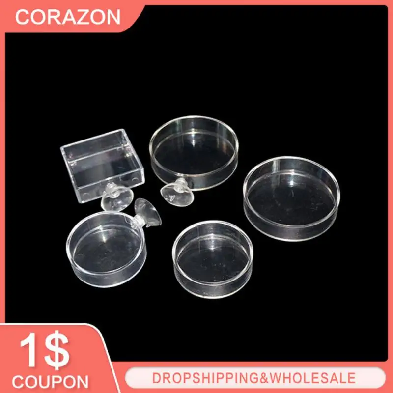 Alimentador circular de acrílico transparente para acuario, alimentador de fondo flotante para peces, camarones con ventosa