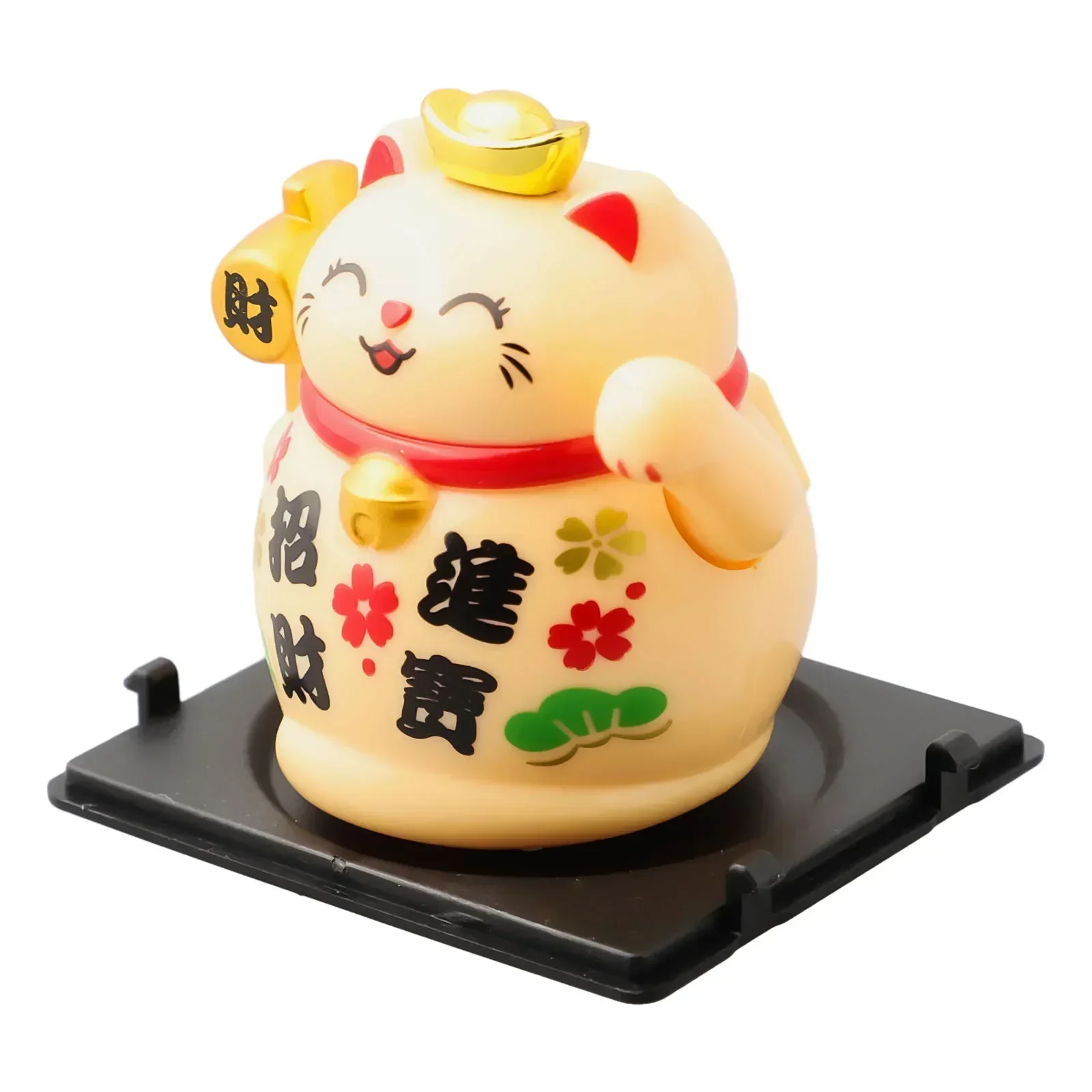 Solar Powered Maneki Neko Shaking Hands Lucky Cat Fortune Crafts Welcome Waving Cat Sculpture Statue Decoration Car Ornaments