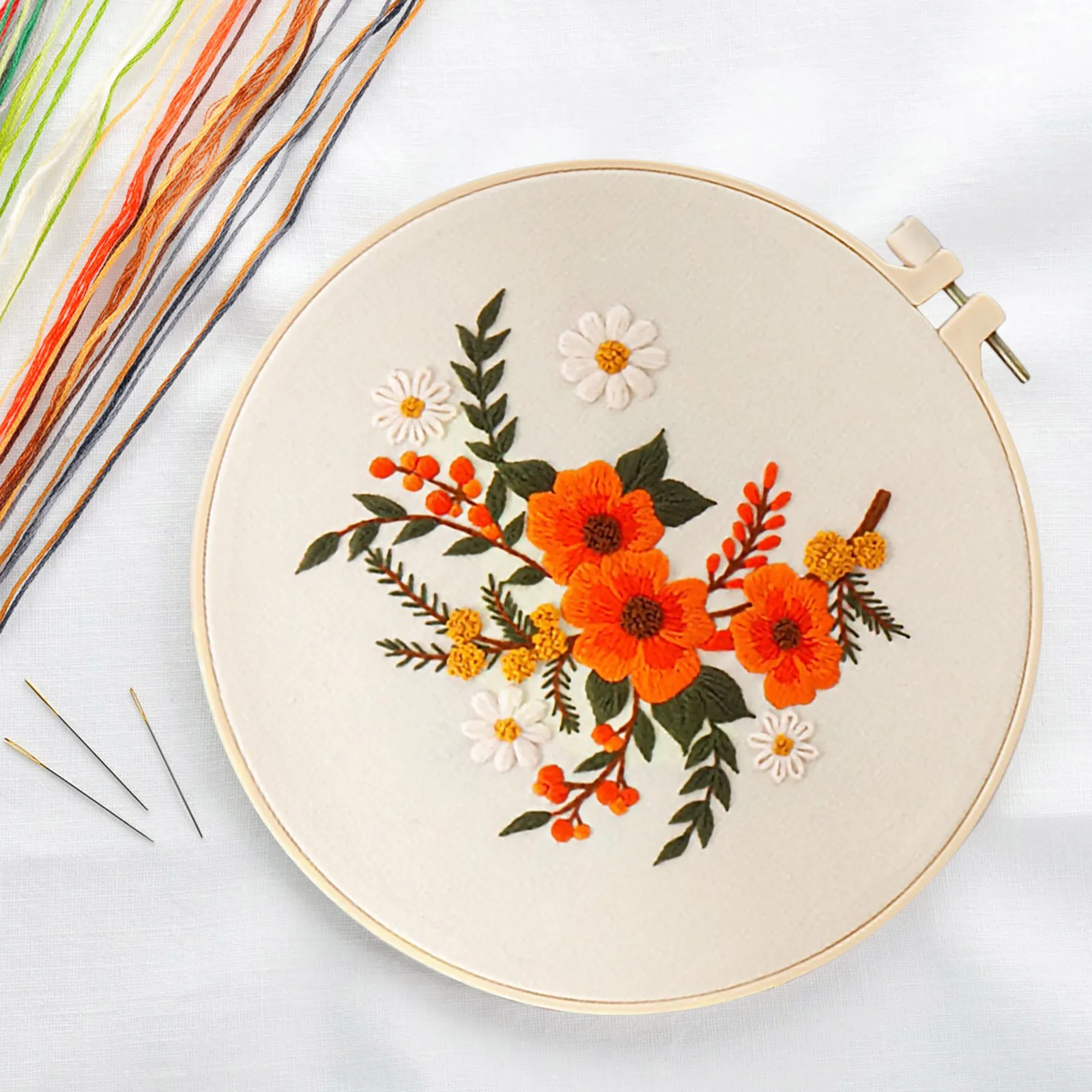 

3Sets Cross Stitch Embroidery Kit DIY Starter Material Kit Beginner Embroidery Practice Set Sewing Tools Cross Stitch Material