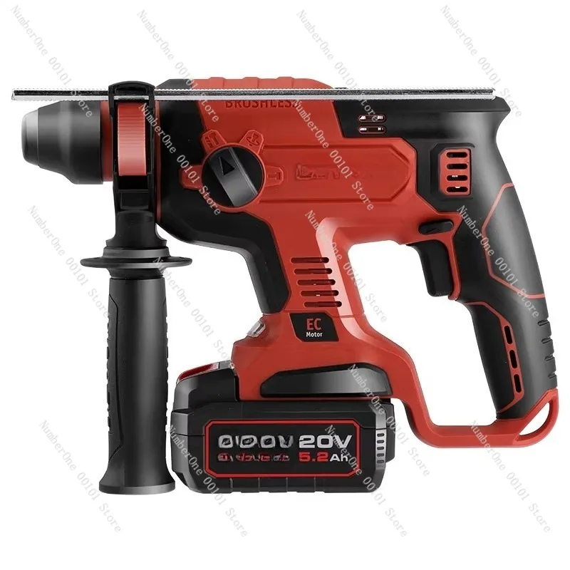 Industrial Grade Cordless Rotary Hammer Drill Brushless Lithium Battery Impact Drill Electric Demolition Hammer 3 in 1 Power