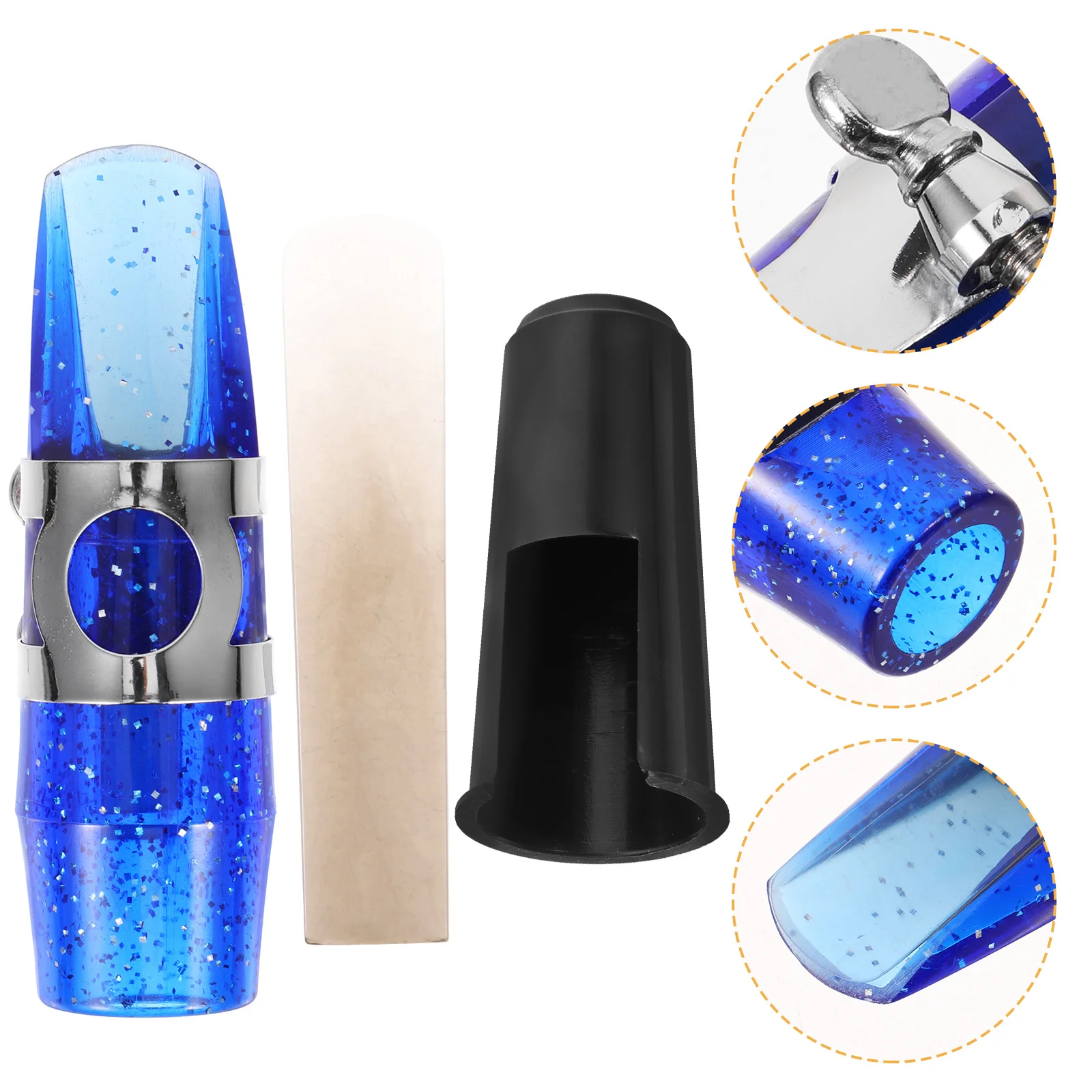 

1Set Portable Saxophone Kit for Alto Soprano Tenor Pure Sound Quality ABS Metal Material Practice Accessory Alto Sax Mouthpieces