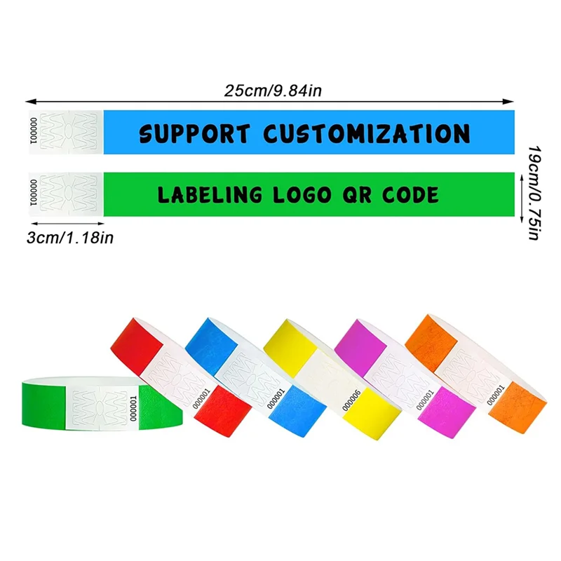 A29F-5 Color Wristbands For Events - 500 Count Tear Resistant Waterproof ID Bands